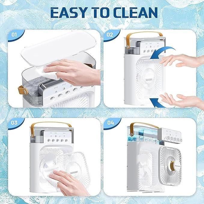 3-in-1 Portable USB Air Cooler Fan & Humidifier with LED Light – Ideal for Home, Office & Travel