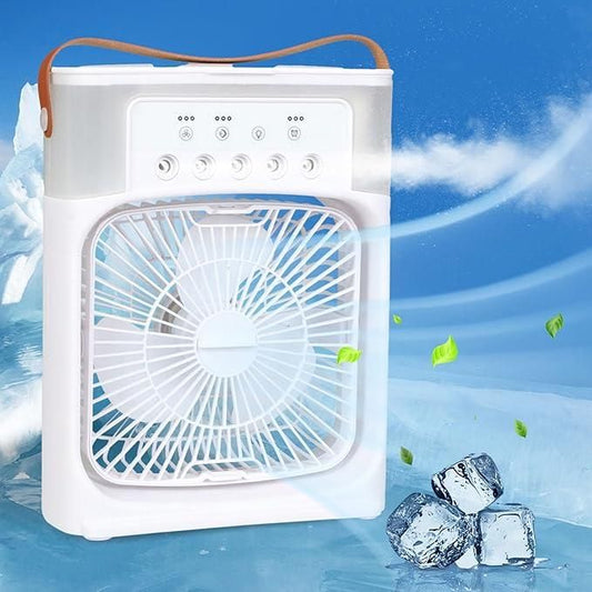 3-in-1 Portable USB Air Cooler Fan & Humidifier with LED Light – Ideal for Home, Office & Travel